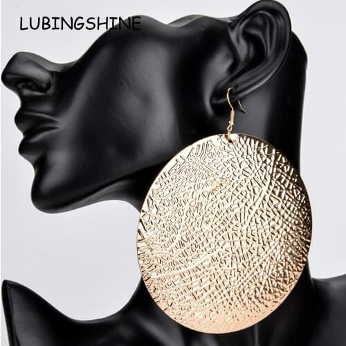 ZA Women Big Round Drop Earring Metal Alloy Girls Gold Silver Color Geometric Long Drop Earrings Party Nightclub Punk Jewelry