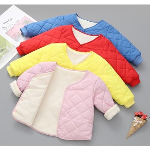 2021 winter mens and womens baby jackets solid color plus velvet childrens coats boys and girls jackets childrens clothing w