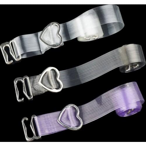 1 Pairs High Elastic Transparent Bra Straps Heart Invisible Clear Transparent Adjustable Shoulder Straps accesorios sujetador