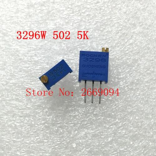 100Pcs/lot 3296W-1-502LF 3296W 502 5k ohm Top regulation Multiturn Trimmer Potentiometer High Precision Variable Resistor