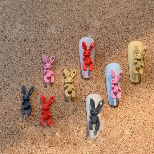 100PCS /Bag Nail Rhinestones Acrylic Rabbit Skeleton Nail Charms 3D Animal Manicure Halloween Gold Black ZCF33 20mm*9mm