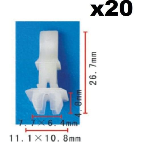 20Pieces Trim Panel Clip for FORVW Audi Black Nylon Total Height 26.7mm