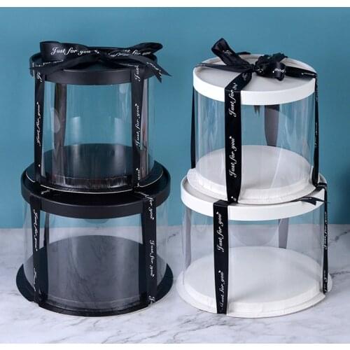 4/6 inch PVC Clear Cake Boxes Round Transparent Packaging Box for Hoilday Christmas Birthday Wedding Anniversary Gift Box