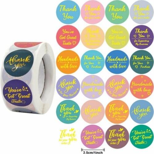 500pcs/Roll 2.5cm Thank You Stickers Gift Packaging Handmade Stickers Wedding Christmas Halloween Party Business Sealing Labels