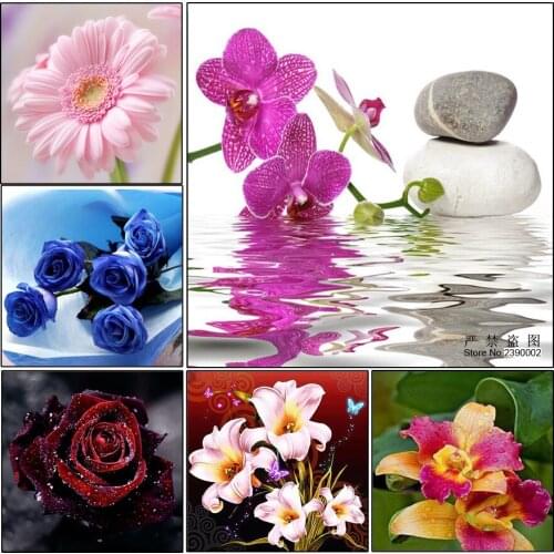 5D Diy Diamond Painting Flower Full Diamond Cross Stitch Posters Square Diamond Sets Unfinished Decorative Diamond Embroidery
