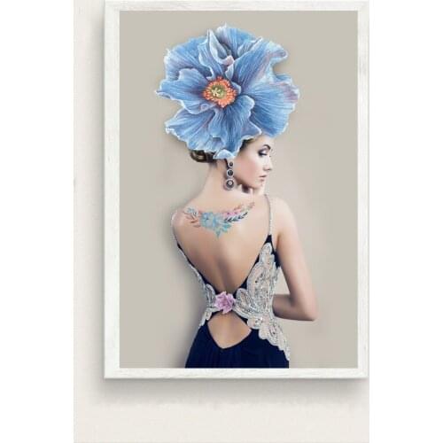 Abstract beauty flower poster home decoration painting white copper board paper printing wall picture of living room