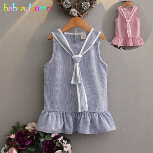 Babzapleume Summer Toddler Girls Dresses Korean Kids Fashion Wear Stripe Sleeveless Baby Princess Dress Children Clothes BC1120