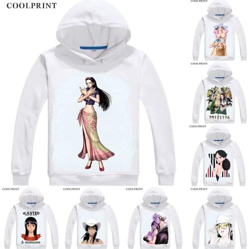 COOLPRINT ONE PIECE Hoodies Anime Hoodie Manga Wan Pisu Straw Hat Pirates Nico Robin Devil Child Niko Robin Cosplay Sweatshirts