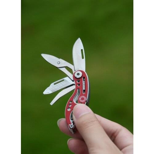 EDC Keychain Functional Tool Outdoor Small Folding Multifunctional Combination Pocket Knife Portable Gadget Camping Survival