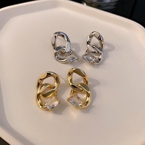 Geometric chain earrings metallic cool fashion earrings simple fashion web celebrity earrings for women