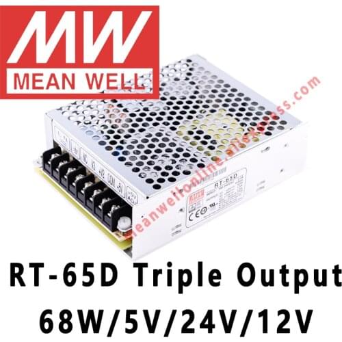 Mean Well RT-65D 5V/24V/12V AC/DC 68W Triple Output Switching Power Supply meanwell online store