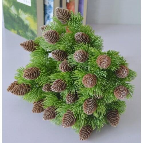 Artificial Christmas Tree Ornaments 7 Branches Pine Nuts Cones Fake Plants Grass Decoration Home Party Decor
