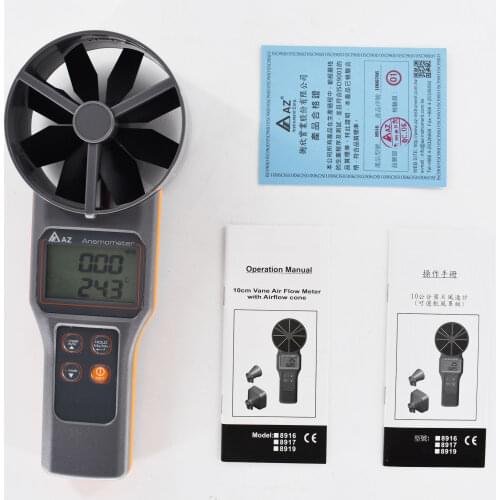 AZ8916 air flow meter AZ8916 10 cm blade temperature anemometer measures air volume and temperature
