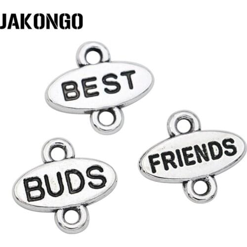 JAKONGO 20pcs Antique Silver Plated Best Friends Connector for Jewelry Making Earrings DIY Accessories 14x12mm