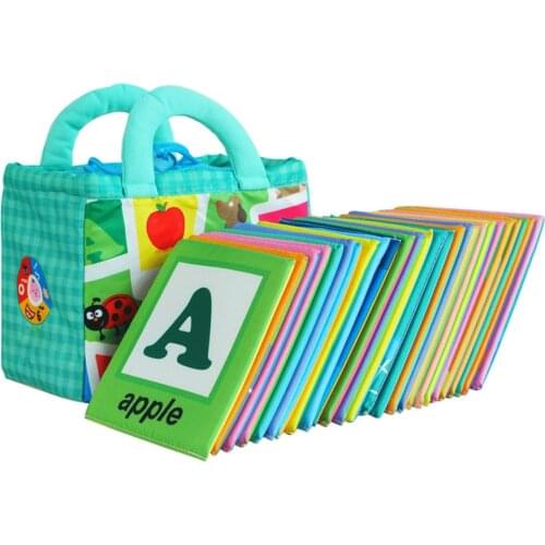26pcs Soft Alphabet Cards with Cloth Bag Baby Toy Early Learning Educational Toys Birthday Gift for Children Toddler Kids