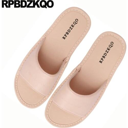 Chinese Slippers Fashion 5 Plain Indoor Shoes Most Popular Products Women Leather Floor House Slides Home Footwear 2021 Pink