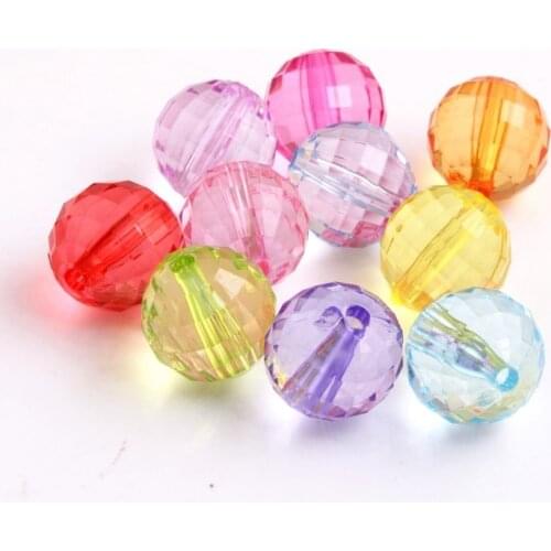 Kwoi Vita 6mm to 24mm Colorful Acrylic Transparent Clear Disco Faceted Beads for Kids Chunky Beaded Necklace