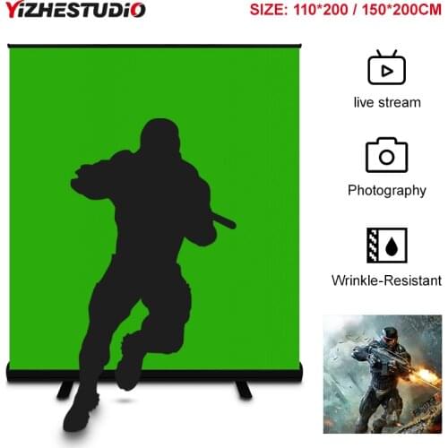 Yizhestudio Chromakey Green Screen Kit with Pull-up Stand Wrinkle-Resistant Photography Backdrop for PhoneVideo Live Stream