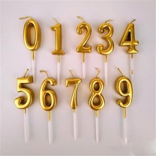 Number 0-9 Happy Birthday Gold Digital Candle Creative Smokeless Birthday Cake Decoration Party Supplies Baking Gift PVC box