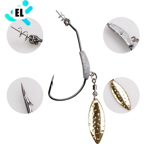 Offset Fishing Hooks With Metal Spoon Slice Jig Head 2g-7g Wide Crank Fishhooks Crank hook with sequin