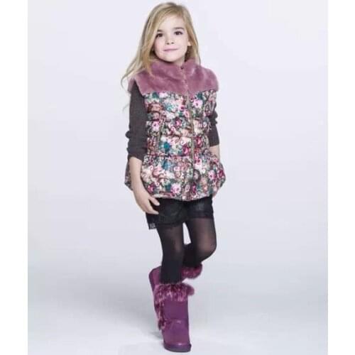 Autumn Winter Baby Girls Fashion Winter Floral Vest Girls Warm Thick Waistcoat Girls Winter Outerwear Jacket Coat