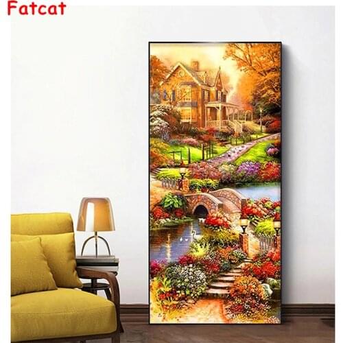 Landscape diy diamond painting 5d diamond stitch full drill scenic village diamond embroidery Fantasy home decor PP2247