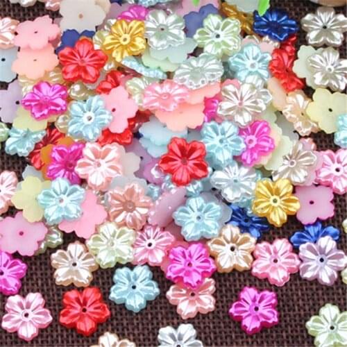 50pcslot 10mm Mixed Color Flower Shape Half Round Pearl Beads Imitated ABS Beads For Mobilephone Sticker Jewelry Accessories