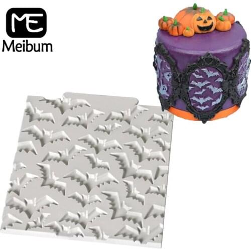 Meibum Halloween Bat Cake Silicone Mold Cupcake Fondant Border Decorating Tools Candy Clay Chocolate Gumpaste Sugar Craft Moulds