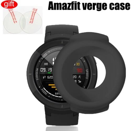 For Amazfit Verge lite smart watch case silicone Cover shell for Xiaomi Huami Amazfit Verge glass screen protector film