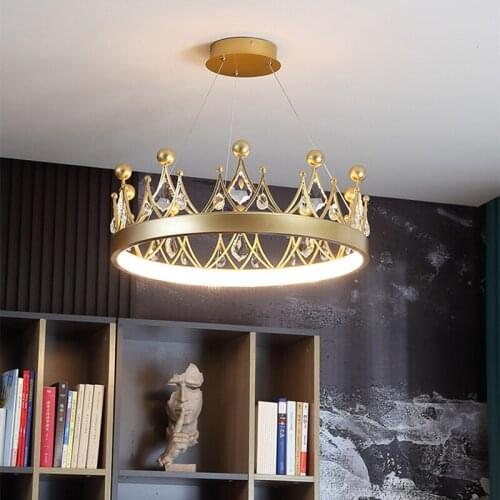 Nordic Creative Bedroom Chandelier Living Room Corridor Shop Post-modern Personality Fashion Crown Crystal Lighting Fixture