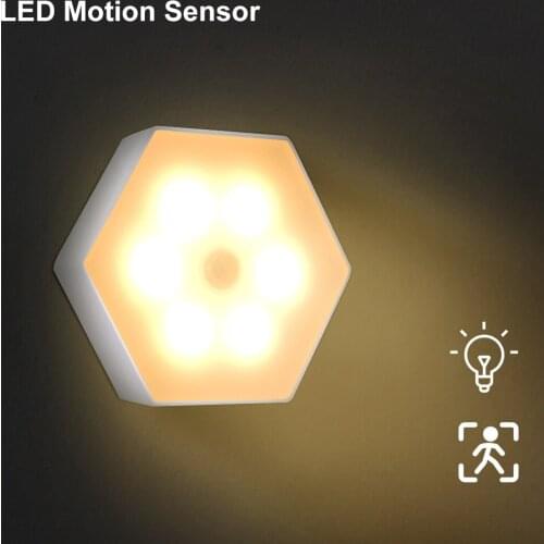 LED Night Light Cabinet Staircase Kids Bedroom Decorative Lamp Smart Motion Sensor Bedside Lamp Battery Powered Lights Lighting