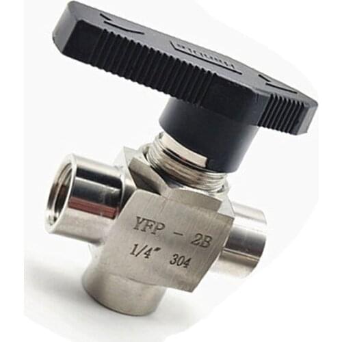 304 Stainless Steel Three-way Ball Valve High Pressure Mini Panel Small Ball Valve Female Thread Flow OD 3mm-10mm
