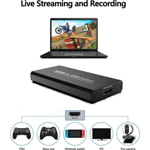 USB 2.0 Video Capture Card HDM 4K 1080P Video Capture Device HDMI To USB Dongle Game Live Streaming Stream Broadcast for PC PS4