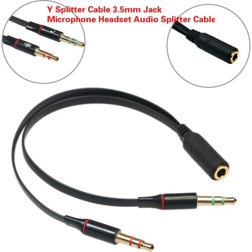 Y Splitter Cable 3.5mm Jack Microphone Headset Audio Splitter Cable Female to 2 Male Headphone Mic Aux For Phone Computer