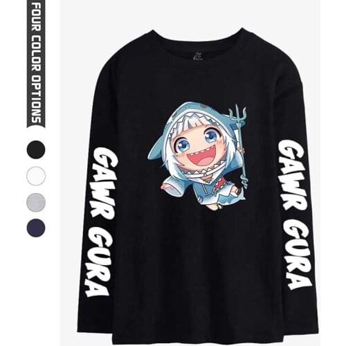 Japan Anime Shark Girlish Kawaii Cartoon T-shirts Fashion Men Women Tee Shirt Tops O-neck Long Sleeve Unisex T-shirt Sweatshirts