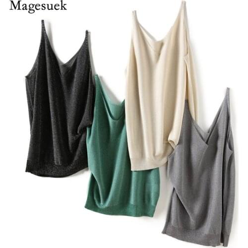 Korean Solid Knitted Vest 2021 Summer Sleeveless Sexy V-neck Women Tank Top Womens Fashion Clothing Casual Tank Top Camis 14659