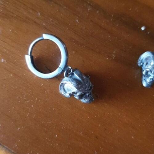 1 Pair Gothic Sheep Skeleton King Skull Stud Earrings For Women Punk Luxury Cubic Silver Color Males Hip Hop Jewelries