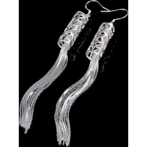 Real 925 Sterling Silver Natural Original Fine Jewelry Long Tassel Fashion Drop Earrings for Women Brincos Best Selling