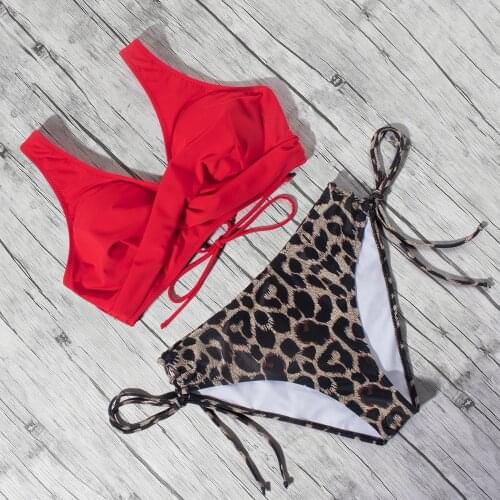 High Waist Bikini 2020 Leopard Swimwear Women Elastic Band Women Swimsuit Biquini With Adjustable Strap Bikini Push Up