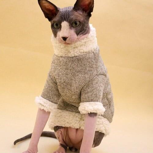 Sphynx Cat Outfit cotton Padded jacket Winter Thick Warm Soft Cloud Velvet High collar Hairless Cat Clothes