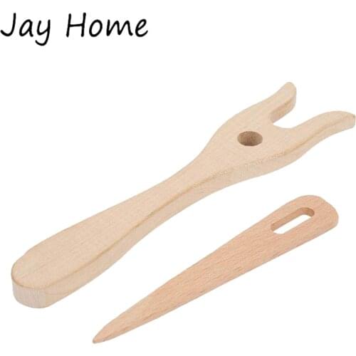 1Sets Wooden Knitting Fork Eye Needle Kids Handmade Braider Tools Bracelet Necklace Weaving Loom DIY knitting Tools Best Gifts