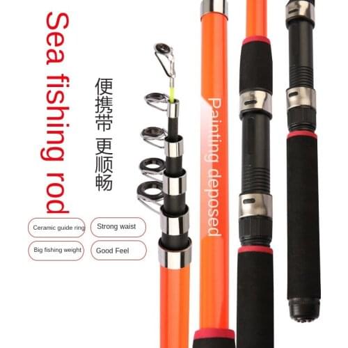 100% Original Portable Rotary 2.1M-3.6M Carp Fishing Rod Tough Glass Fiber Power Telescopic Travel Sea Boat Rock Fishing Pole