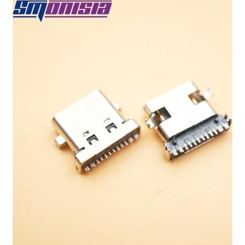 Smonisia 100pcs USB Connector 3.1 Female Socket Type-C Heavy Plate 8.6 16P Front Insert Rare SMT Copper Plug