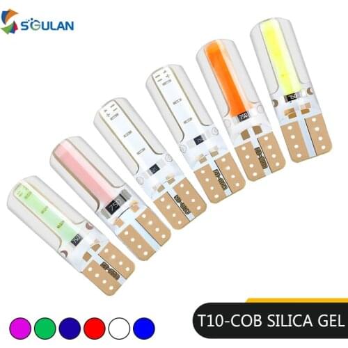 10x T10 W5W 194 Car Led Canbus Silica Gel Cob Light Bulb 12V Automobile Styling Lights Blue Red Door Lamp Auto Accessorios Diode