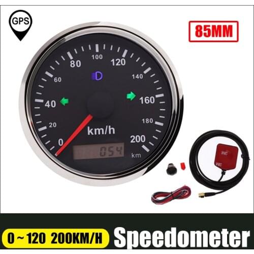 125 KM/H GPS Speedometer 85mm Red Yellow Backlight Speed Gauge With High beam Turning Light For Car Boat Truck Motorcycle