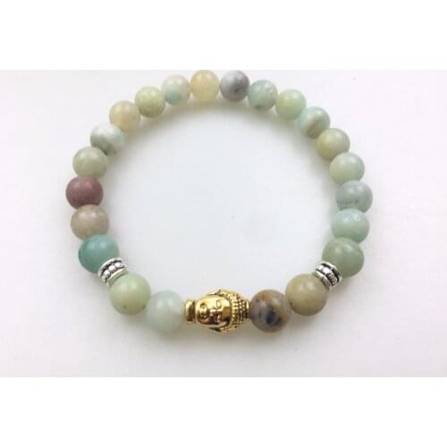 8MM Amazonite bracelet Yoga prayer natural Stone Buddha bracelet Mala Beads mens and womens Fashion bracelets