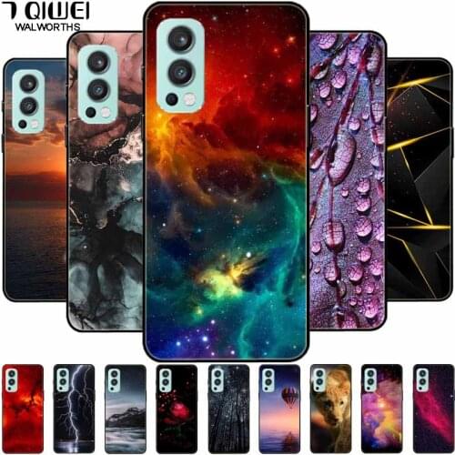 For OnePlus Nord 2 5G Case Black Silicone TPU Landscape Soft Cases for OnePlus Nord2 5G Phone Cover 1 + Nord2 5G 2021 6.43'' Bag