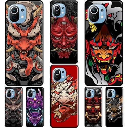 Japanese Hannya Mask For Xiaomi Mi 11 Lite 9T 10T Pro A3 Mi Note 10 Lite Case For POCO F3 F2 M3 X3 Pro Fundas