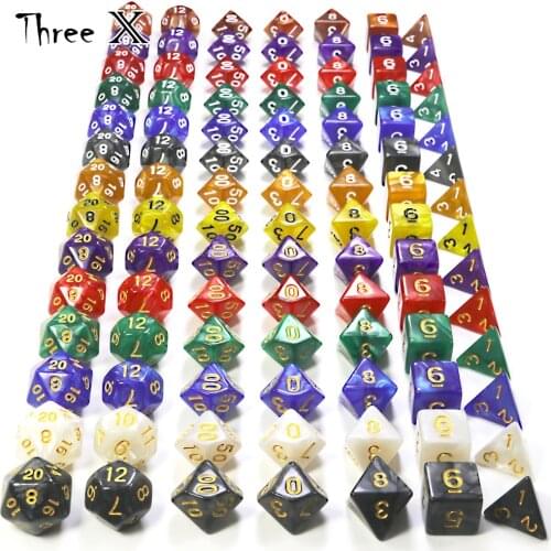 Colorful Transparent 7pcDie Set with Candy Effect Poker Game Dice,Blue Color DnD D4,d6,d8,d10,d12,d20 for Rpg Deskgame
