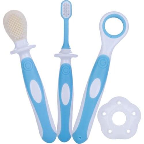 Baby Toothbrush Set Infant Brushing Teeth Tongue Training Safety Cover Design Soft Healthy Teether Toddler Oral Care